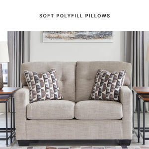 Contemporary Tufted Loveseat – Beige Polyester Upholstery