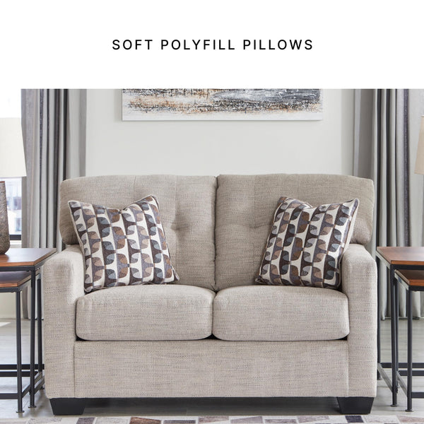 Contemporary Tufted Loveseat – Beige Polyester Upholstery