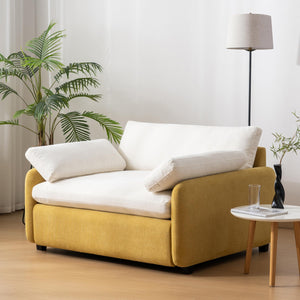 Oversized Chenille Accent Armchair with Throw Pillows