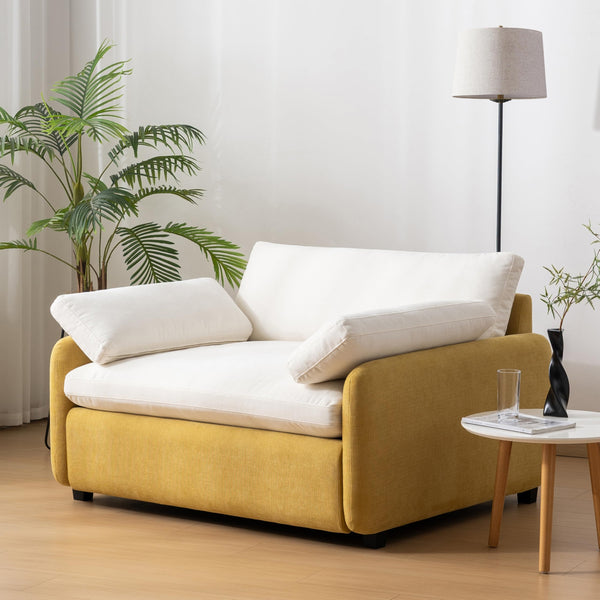 Oversized Chenille Accent Armchair with Throw Pillows