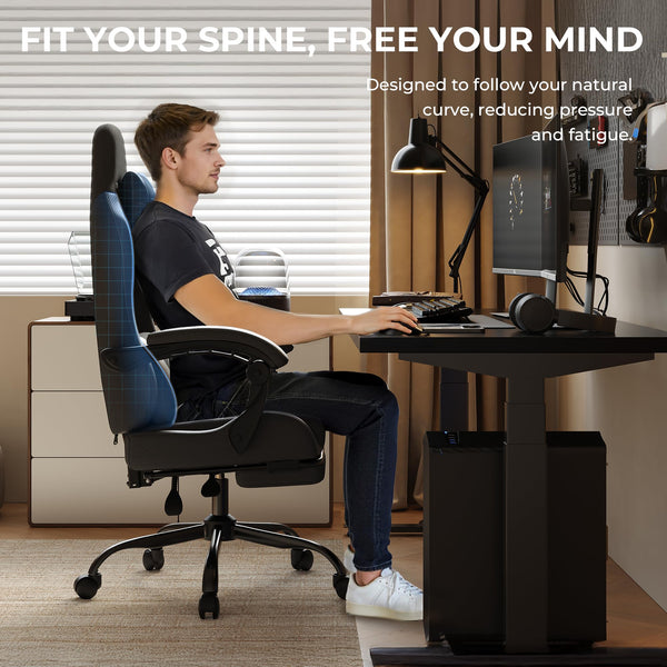 Ergonomic Gaming Chair with Footrest & Massage Lumbar