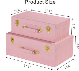 Decorative Storage Trunk Set of 2 – Shagreen PU Leather Nested Chest Boxes