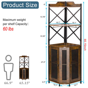 5-Tier Corner Bar Cabinet with LED Lights