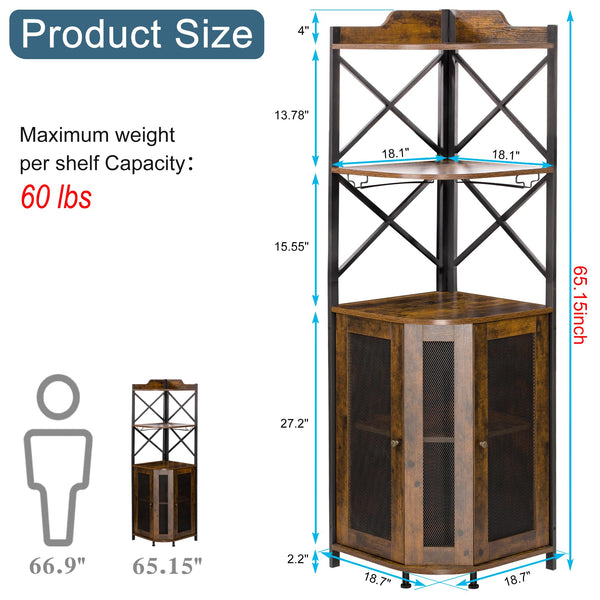 5-Tier Corner Bar Cabinet with LED Lights