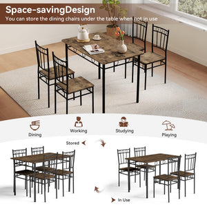 5-Piece Dining Table Set with 4 Chairs