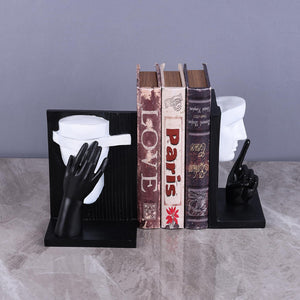 Decorative Bookends Set – Resin Face Sculptures, 2 Styles