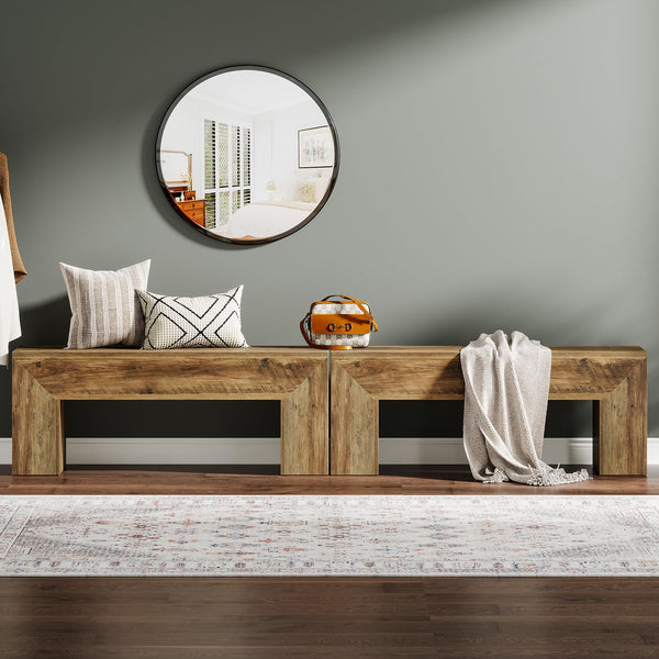 47" Farmhouse Wooden Entryway Bench