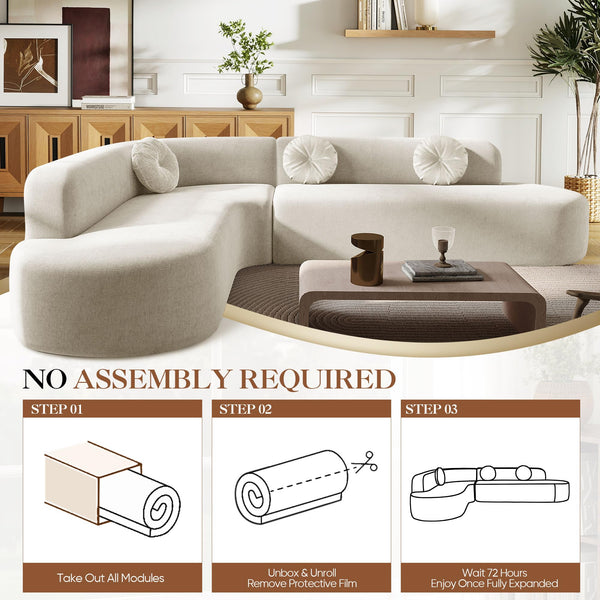 L-Shaped Curved Sectional Sofa – 4-Seater Deep Seat Corner Couch