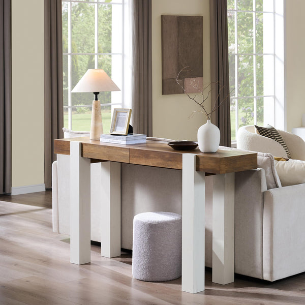 63-Inch Farmhouse Console Table with 2 Drawers