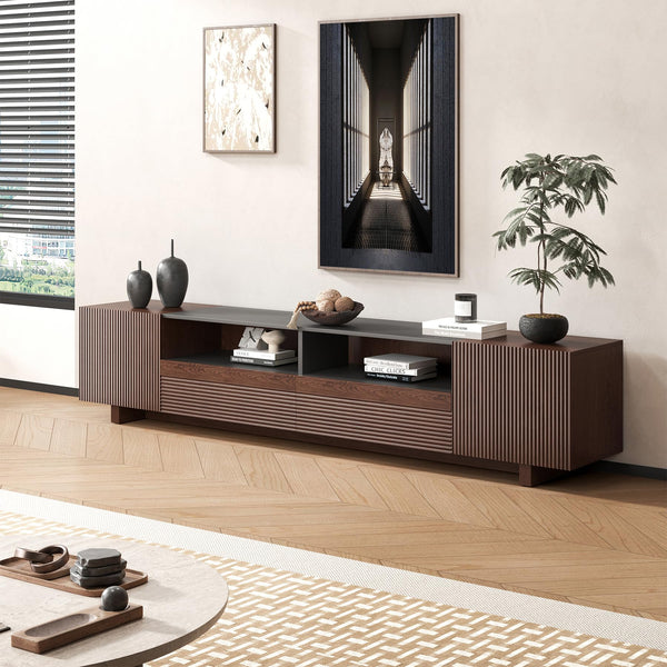 78.8" TV Stand with Storage Cabinets & Drawers – Walnut
