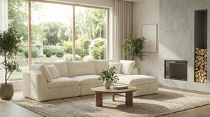 L-Shaped Modular Sectional Sofa with Ottoman – Chenille Fabric