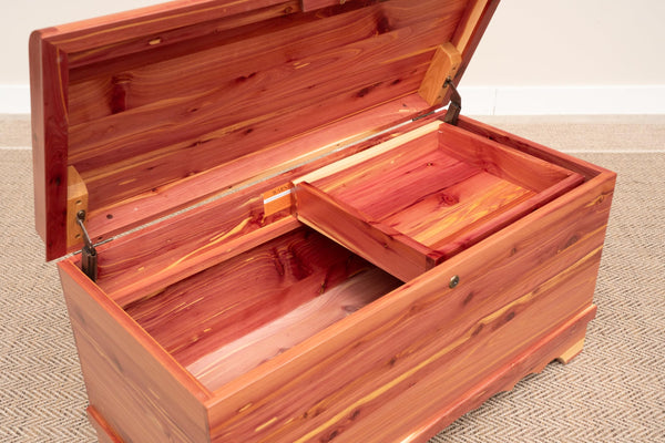Amish Cedar Hope Chest with Waterfall Top & Storage Tray