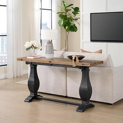 Farmhouse Flip-Top Console Dining Table – Solid Pine Wood