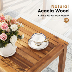 Acacia Wood Patio Furniture Set with Cushions & Coffee Table