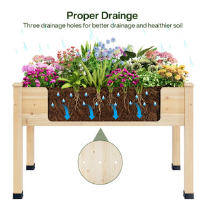 Wood Raised Garden Bed with Legs & Liner