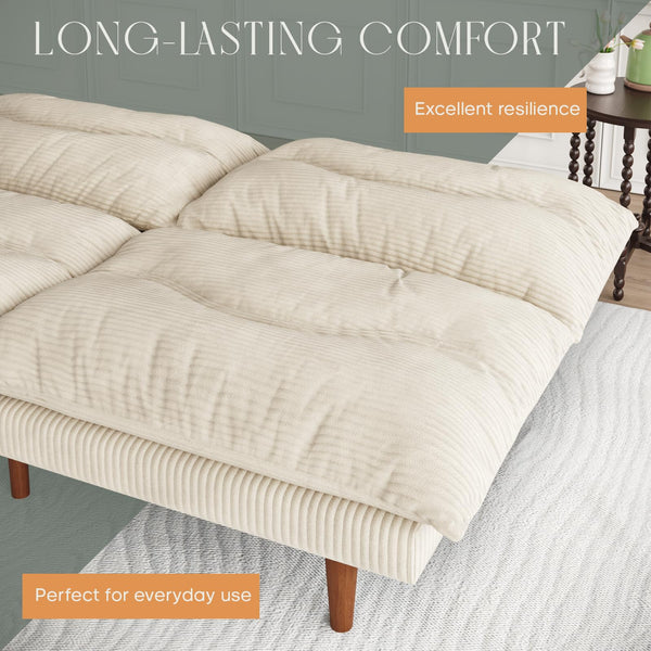 Futon Sofa Bed with Adjustable Backrest – Convertible Loveseat Sleeper