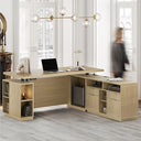 L-Shaped Electric Standing Desk with File Cabinet
