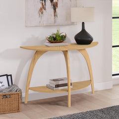 Half-Moon Console Sofa Table with Lower Shelf