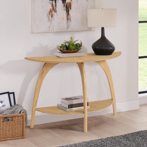 Half-Moon Console Sofa Table with Lower Shelf