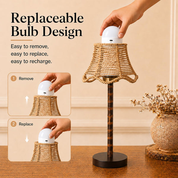 Bamboo Rechargeable LED Table Lamp with Remote