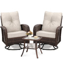 Outdoor Swivel Wicker Glider Patio Chair & Table Set with Cushions