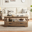 Farmhouse Coffee Table with Drawers & Storage