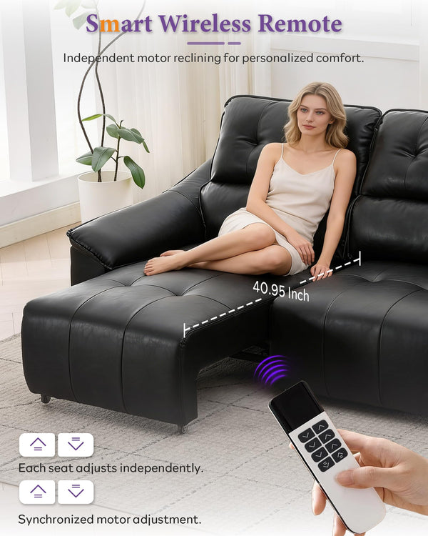 Electric Power Reclining Sectional Sofa with USB Charging