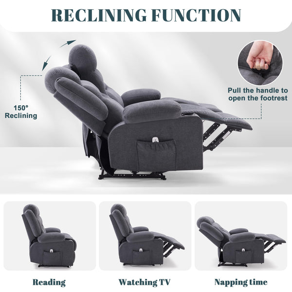 3-Seater Recliner Sofa with Heat, Massage & USB Port