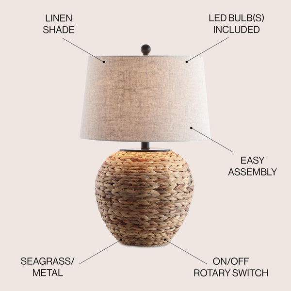 Water Hyacinth Farmhouse Basket Table Lamp