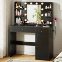 Vanity Desk with LED Mirror & Sliding Mirror