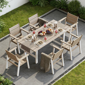 7-Piece Outdoor HDPE Patio Dining Set with Umbrella Hole