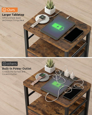 Nightstands Set of 2 with Charging Station