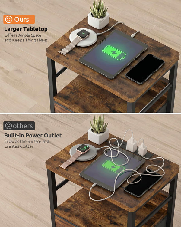 Nightstands Set of 2 with Charging Station