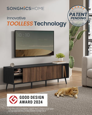 63-Inch TV Stand with Sliding Doors & Storage
