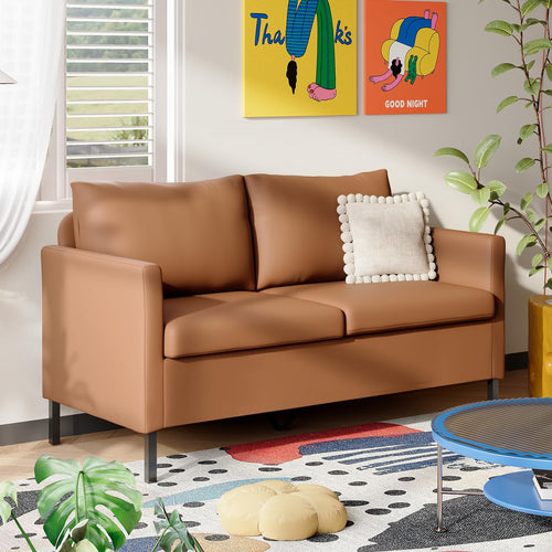 2-Seater Faux Leather Loveseat Sofa