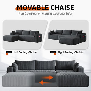 Modular L-Shaped Sectional Sofa with Chaise