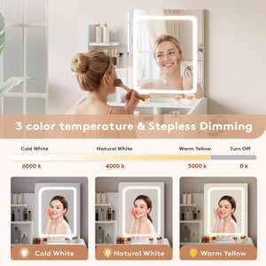 Small Vanity Set with Lighted Mirror & Power Station