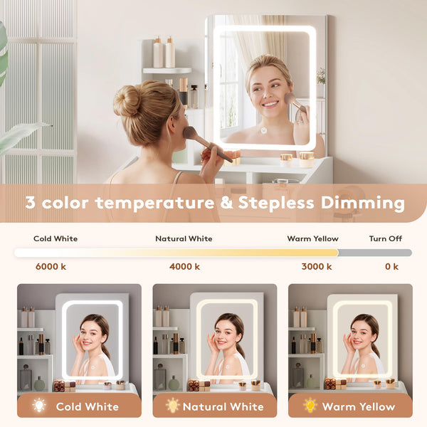 Small Vanity Set with Lighted Mirror & Power Station