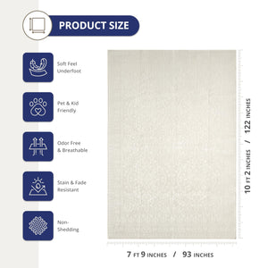 Cream Area Rug – Washable Vintage Geometric Design