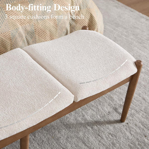 Upholstered Ottoman Bench with Wood Legs