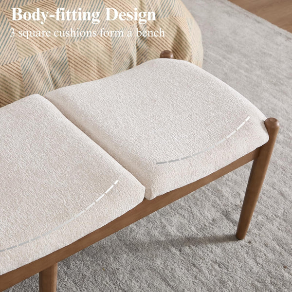 Upholstered Ottoman Bench with Wood Legs