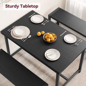 3-Piece Dining Table Set with 2 Benches