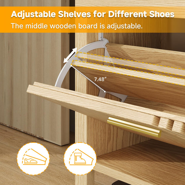 40" Shoe Storage Bench with Padded Seat & Flip Drawers