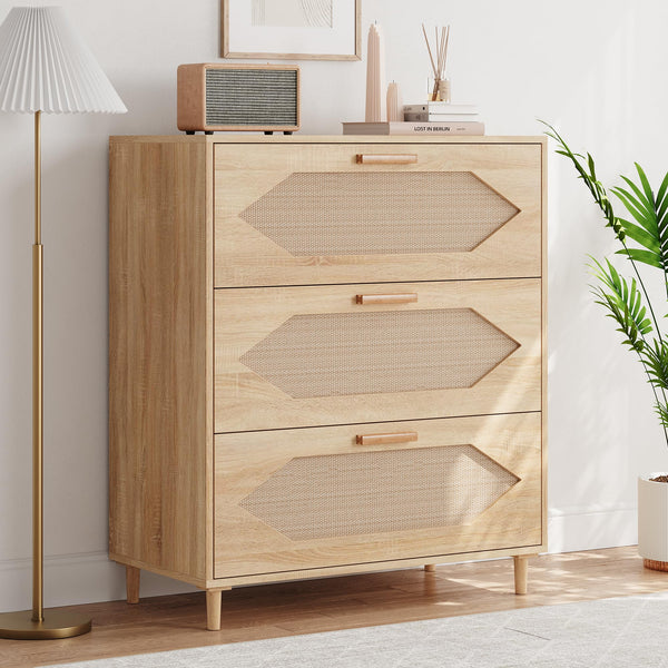 3-Drawer Rattan Dresser