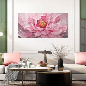 Pink Floral Canvas Wall Art – Large Botanical Print for Living Room & Bedroom