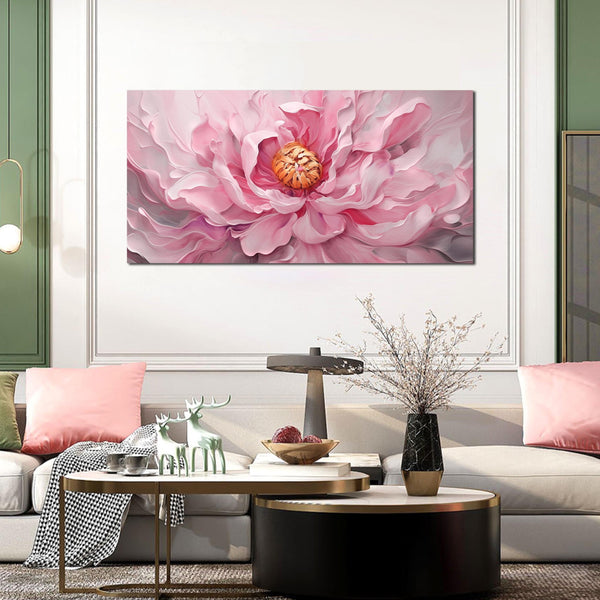 Pink Floral Canvas Wall Art – Large Botanical Print for Living Room & Bedroom