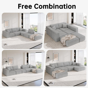 Modular Sectional Sofa, 6-Seater L-Shaped Cloud Couch with Memory Foam