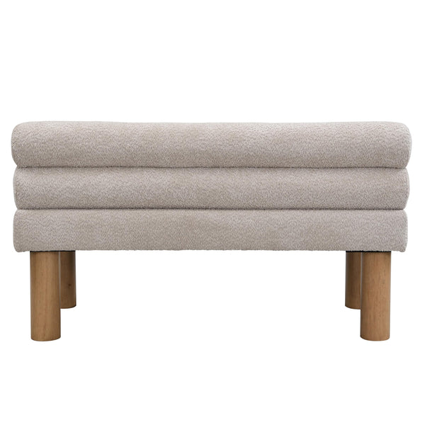 Boucle Upholstered Dining Bench with Wooden Frame