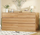 55-Inch 6-Drawer Dresser – Natural Wood Finish
