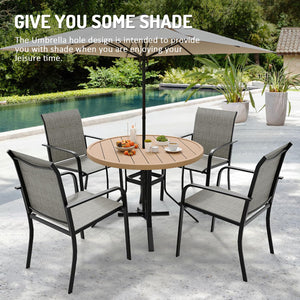 7-Piece Outdoor Patio Dining Set with Round Metal Table & Textilene Chairs